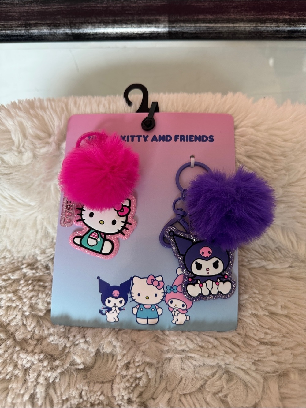 Hello Kitty & Friends Pink and Purple Pom Keychains